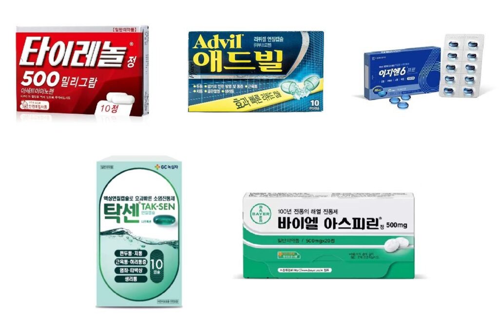 비마약성 진통제는 크게 해열진통제와 비스테로이드성 진통소염제(NSAIDs)로 나뉜다. (사진=한국얀센, 헤일리온코리아, 대웅제약, GC녹십자, 바이엘코리아 제공)